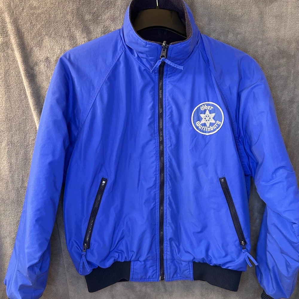 Vintage Snow Ski Jacket Mens M Ober Gatlinburg Tennessee Royal Blue Fleece Lined